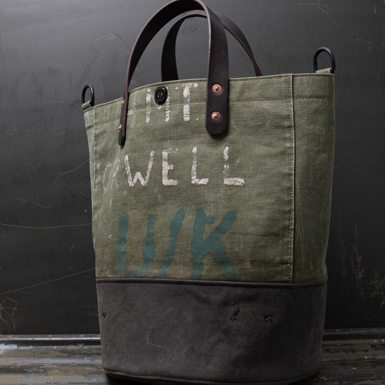 40's イギリス軍RASCヴィンテージキャンバストートバッグ丸底 IND1738 | 2枚目