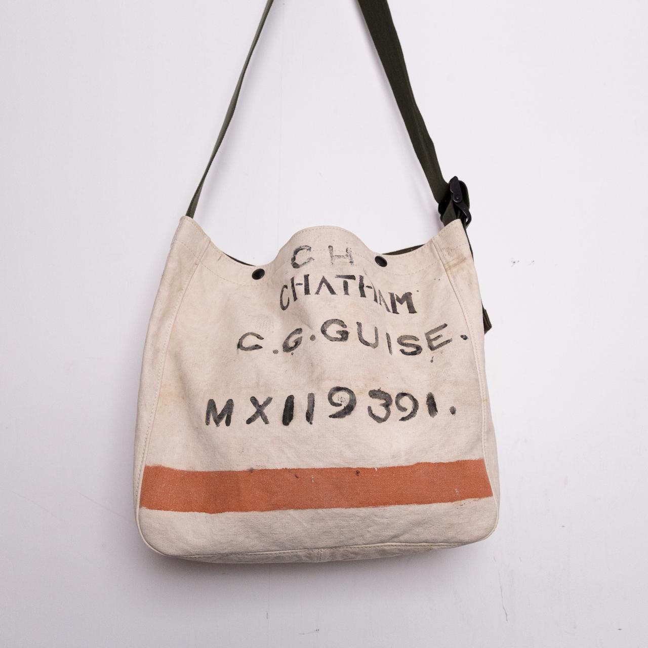 40's or 50's イギリス軍海軍ヴィンテージキャンバスヴショルダーバッグ IND16821枚目の画像